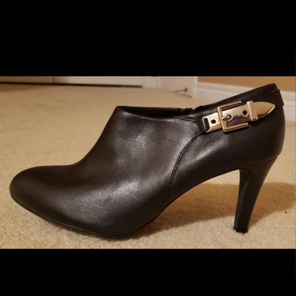 Monsoon Black Leather Heel Ankle Bootie